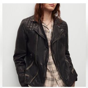 All Saints Black Leather Biker Jacket